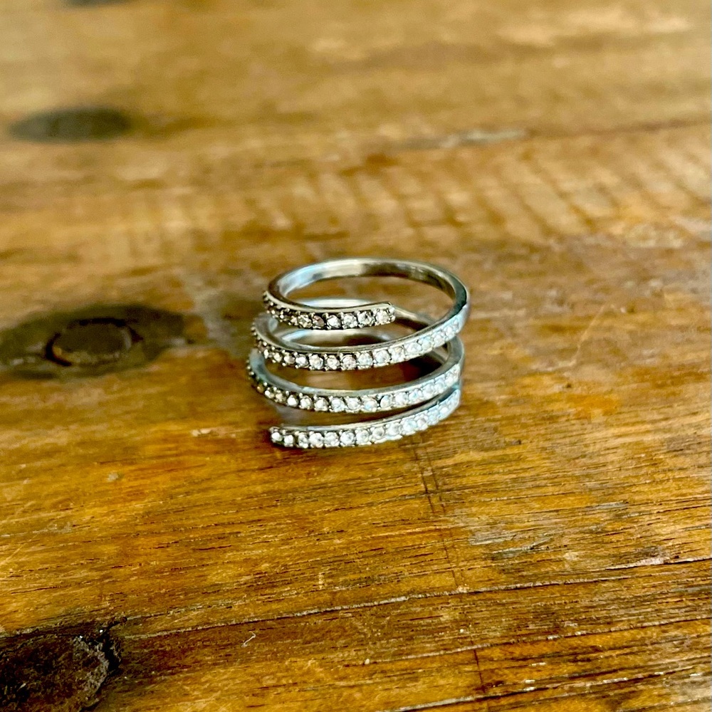 Aldo Wrap Ring with clear rhinestones, size 7